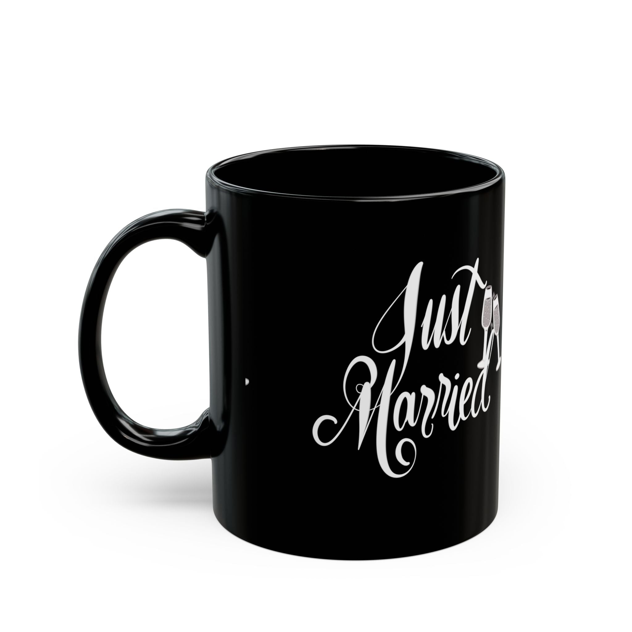 JUST MARRIED Black Mug (11oz)