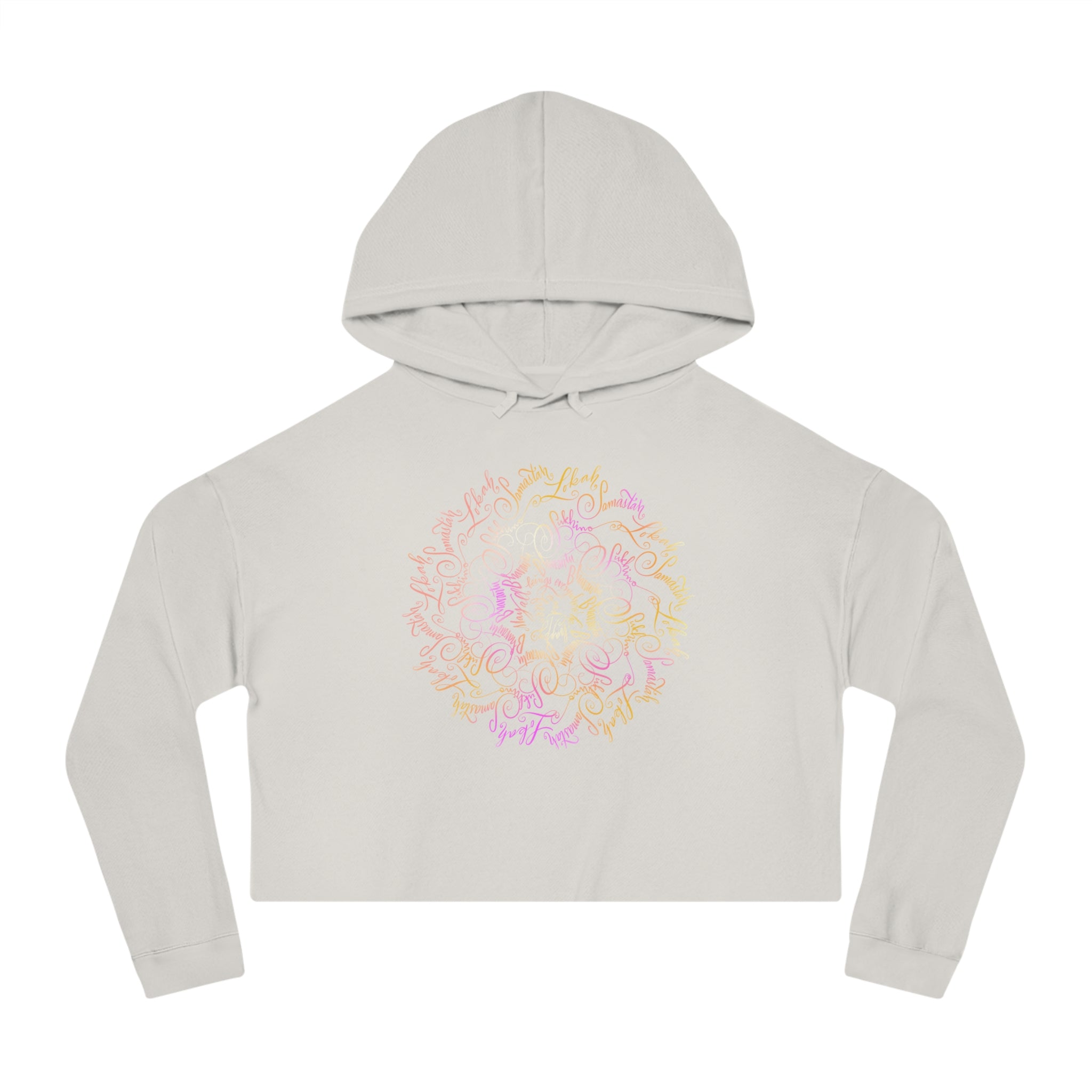 Subtle Mantra Women’s Cropped Hooded Sweatshirt with Unique Hand-drawn Design