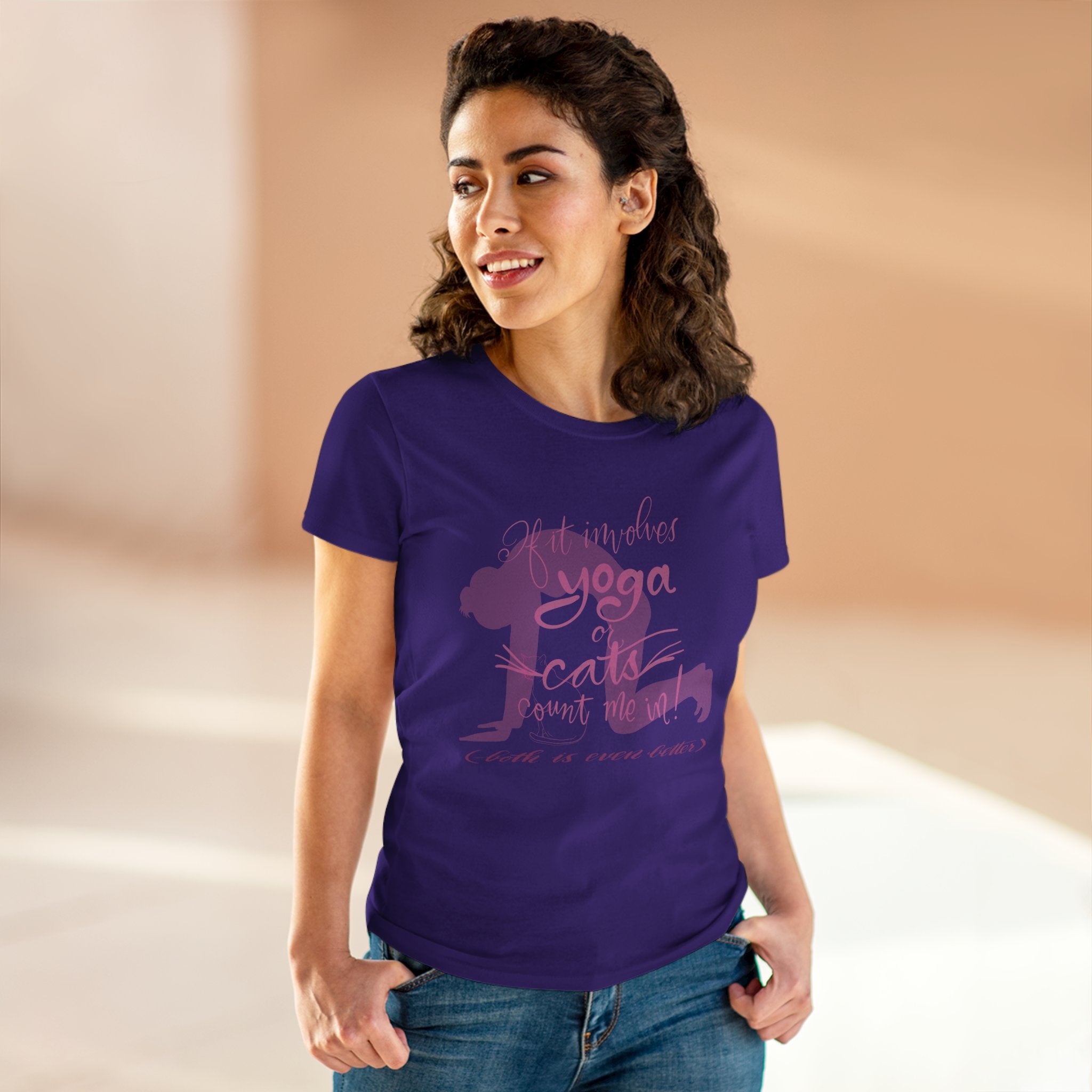 Yoga & Cats Women's Midweight Cotton Tee