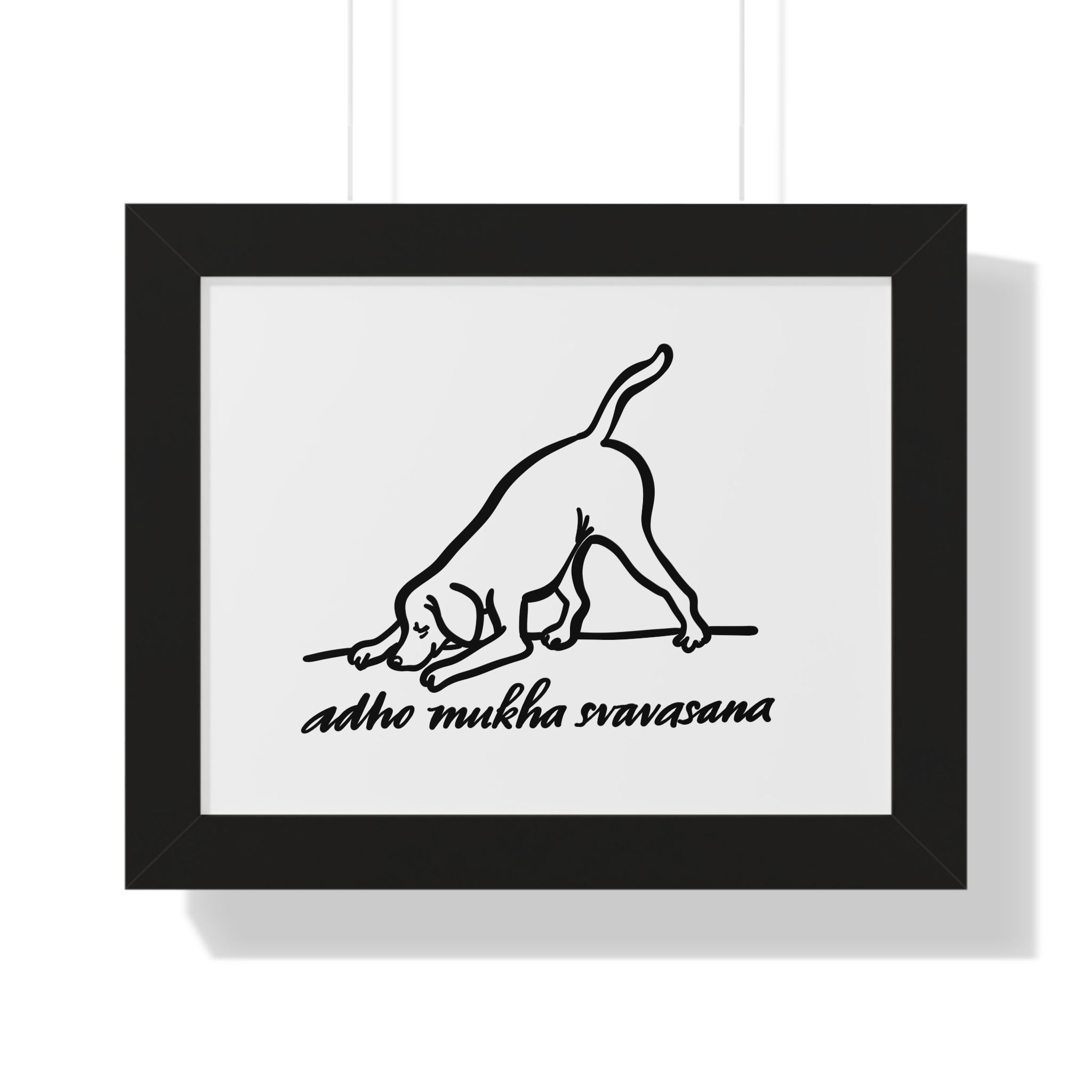 Framed Horizontal Poster - Adho Mukha Svanasana Dog Art for Pet Lovers