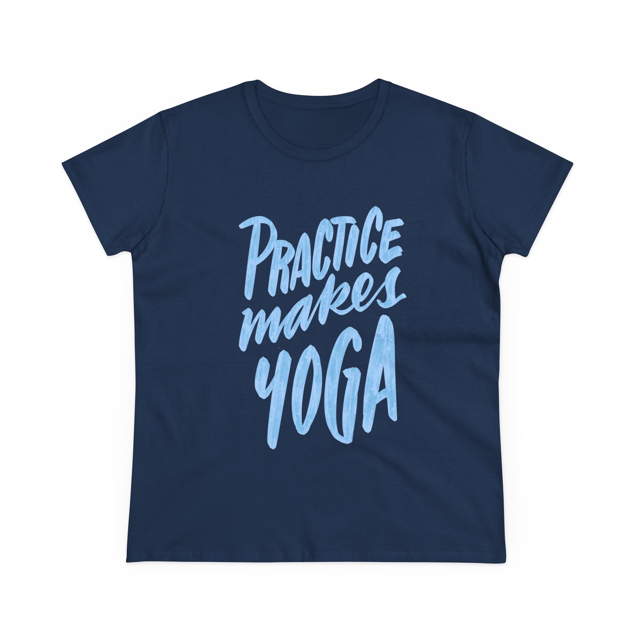 Women's Yoga Cotton Tee - "Practice Makes Yoga" Shirt, Fitness Apparel, Gift for Yogis, Cozy Casual Wear, Motivational T-Shirt