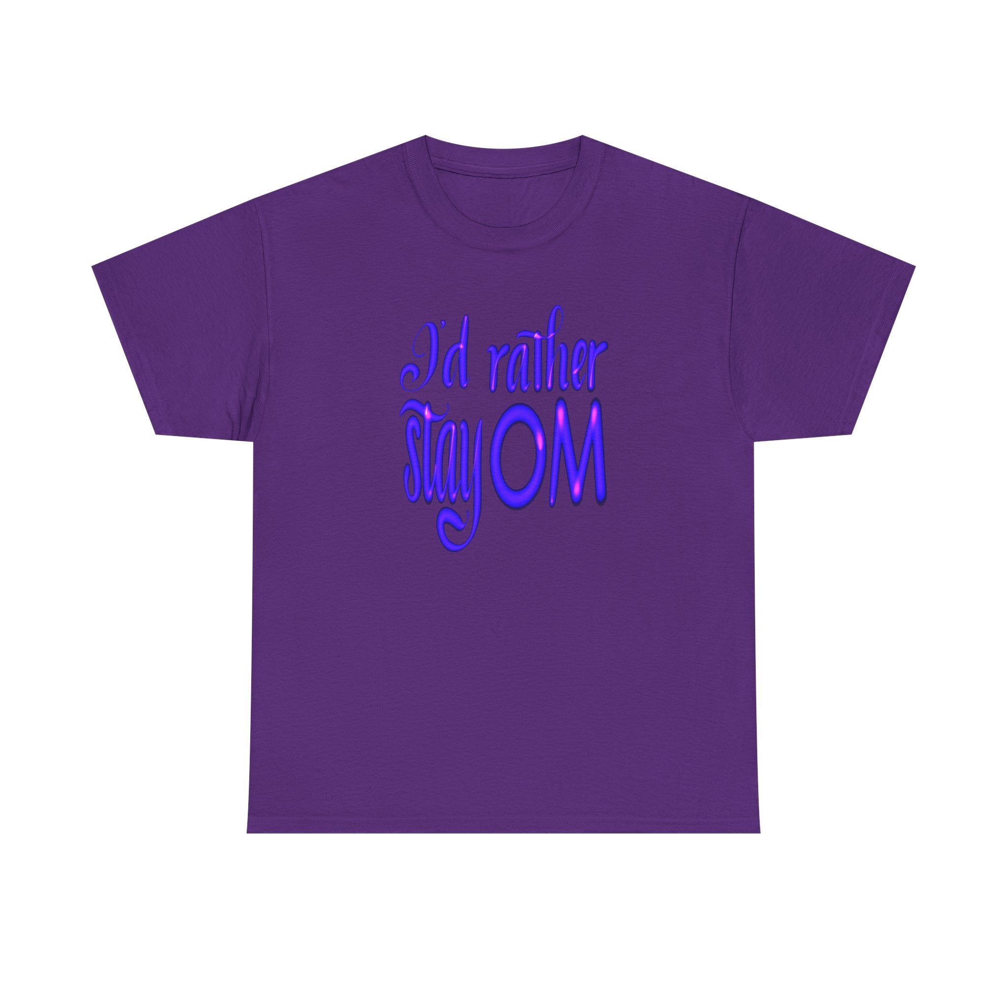 I'd Rather Stay OM Unisex Heavy Cotton Tee - Relaxed Yoga T-Shirt