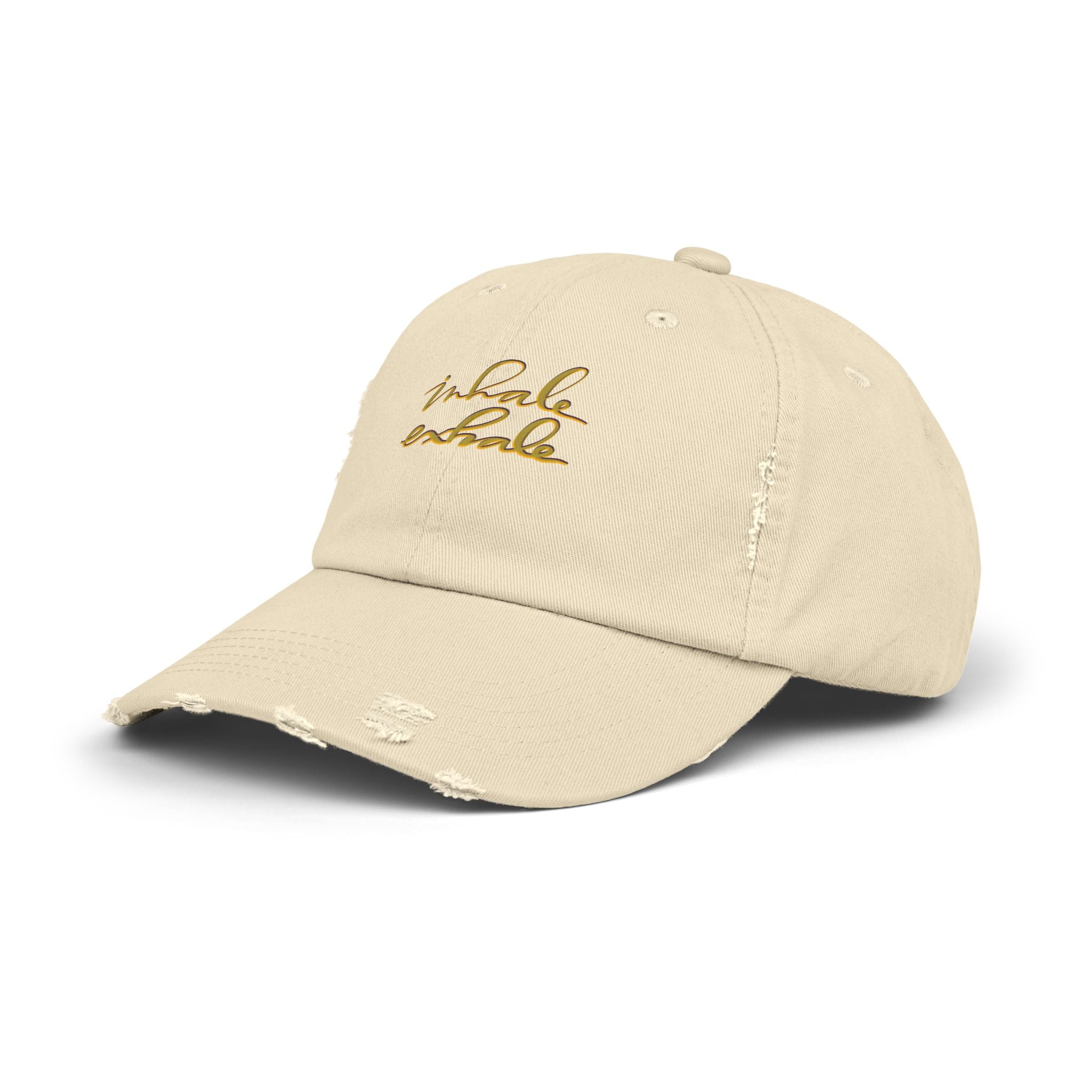 Unisex Distressed Cap - Inhale Exhale Motivational Hat for Relaxation & Mindfulness