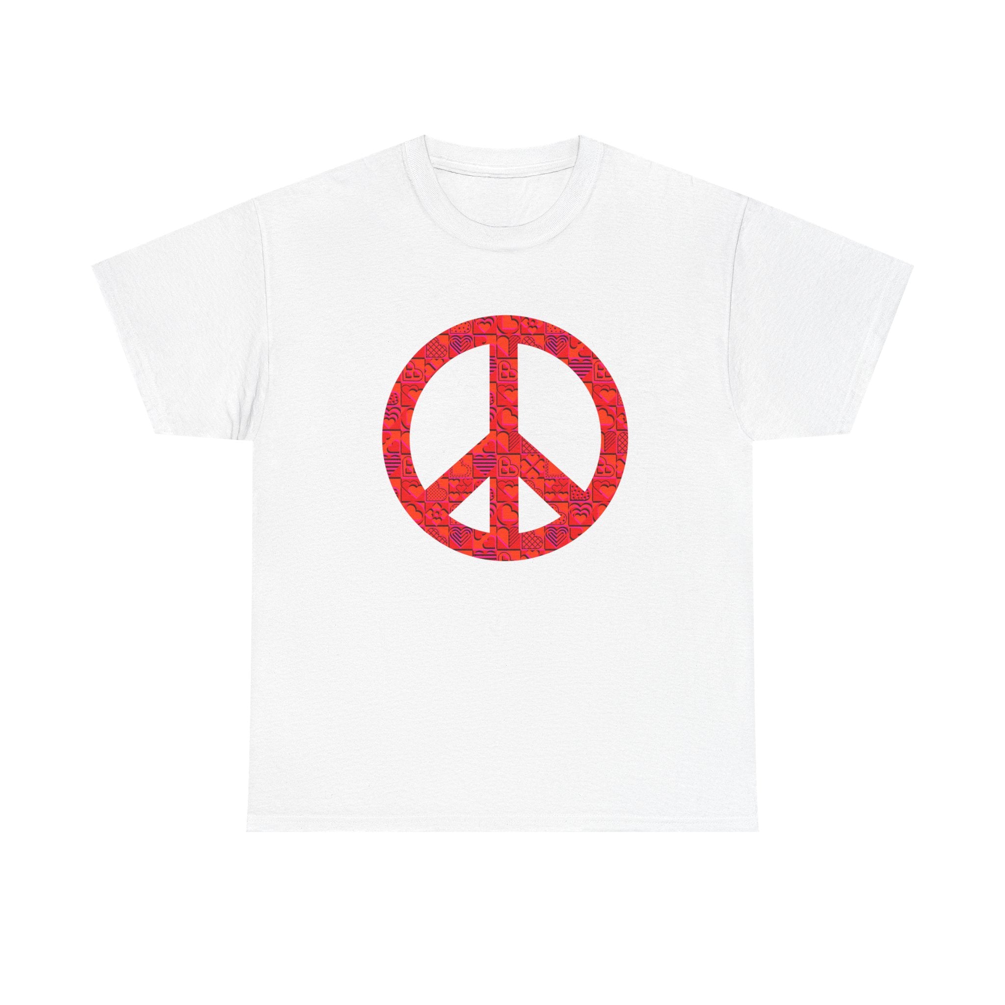 Peace Symbol Unisex Heavy Cotton Tee - Vibrant Red Design for Casual Wear