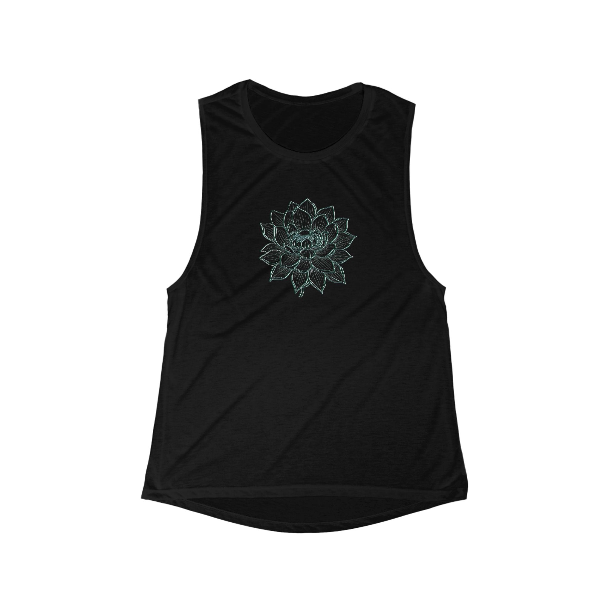 Lotus Flower Women's Flowy Muscle Tank - Boho Chic Activewear