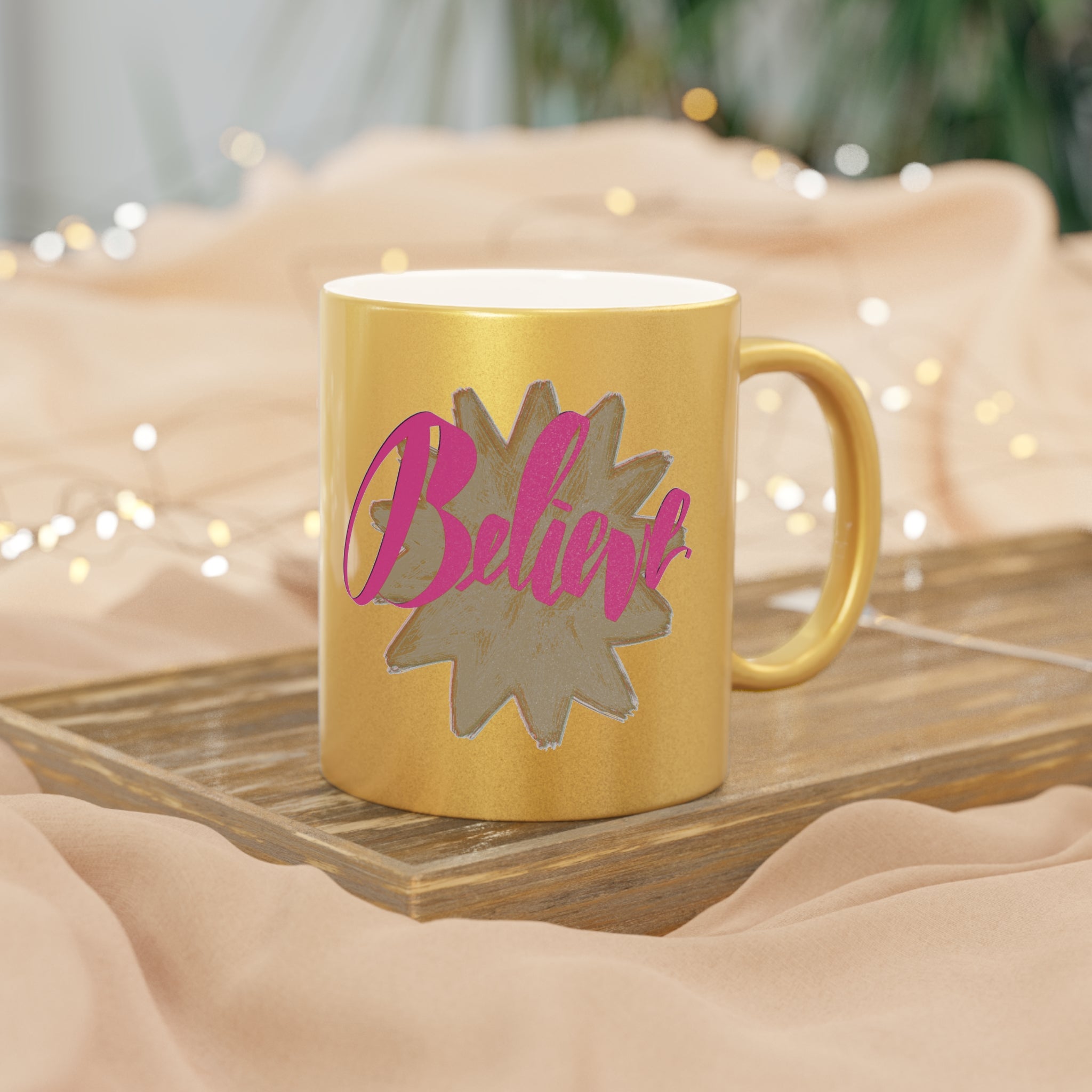 BELIEVE Metallic Mug (Choice of silver or gold)