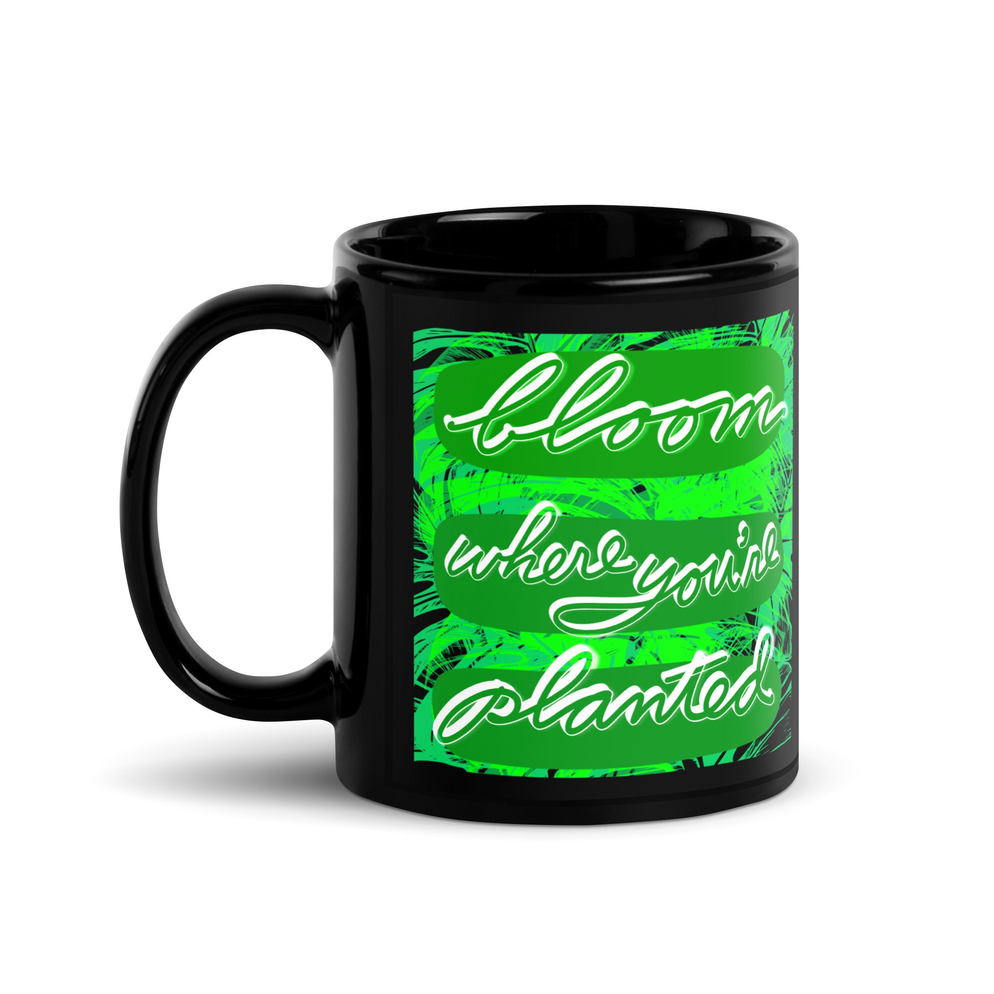 BLOOM Black Glossy Mug